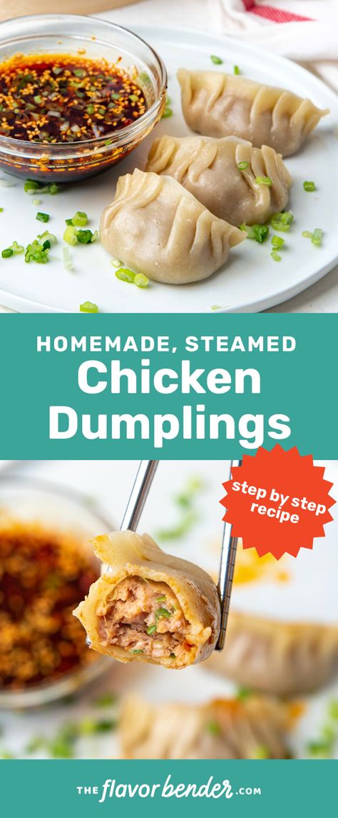 How to make a flavorful chicken dumpling, with step by step instructions. Great for beginners. Potsticker Filling Recipe, How To Make Potstickers, Steam Dumplings Recipe, How To Make Chinese Dumplings, Rice Paper Chicken Dumplings, Potsticker Filling, Dumpling Filling Recipe, Wonton Filling Recipes, Stuffing Dumplings