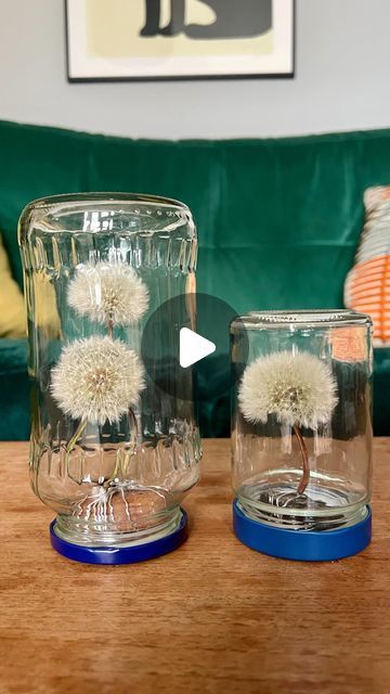 Preserving Dandelion Flowers, How To Preserve Dandelion Puffs, Preserving Dandelion Puffs, Dandelion Gift Ideas, Preserve Dandelion Puff, Dandelion Preschool Craft, Dandelion In A Jar, Dandelion Threading, Everlasting Dandelion