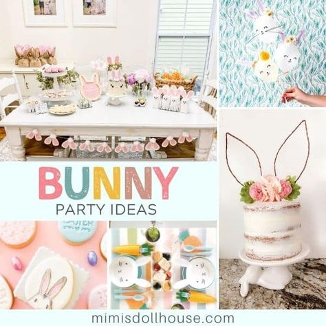 Bunny Birthday Party Ideas, Bunny Themed Birthday Party, Bunny Printables, Bunny Birthday Theme, Easter Cupcake Toppers, Easter Birthday Party, Bunny Birthday Party, Peter Rabbit Party, Movie Night Party