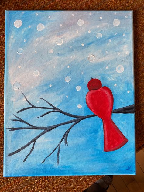 Winter Art Painting Easy, Winter Canvas Painting Ideas Easy Kids, Simple Christmas Paintings For Kids, Snow Painting Easy, Simple Winter Painting Ideas, Easy Winter Drawings For Kids, Easy Winter Painting Ideas, Winter Easy Painting, Painting Ideas Christmas Easy