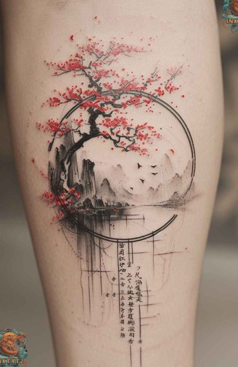 Japan Tree Tattoo, Tokyo Tattoo Ideas, Turbo Tattoo, Bonsai Tattoo, Cherry Tree Tattoos, Small Japanese Tattoo, Bonsai Tree Tattoos, Japanese Tattoo Women, Cherry Blossom Tree Tattoo