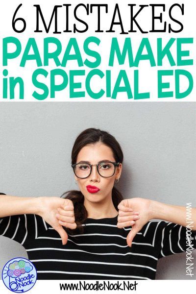 6 Instructional Mistakes that Teachers and Paras Make in Special Ed- do you make any of these? Read how to make instruction better for students with disabilities. Spec Ed Activities, Special Needs Learning Activities, Fun Special Education Activities, Special Education Assistant, Middle School Paraprofessional, Special Education Aide, Special Education Outfits, Open House Ideas For Special Ed Teachers, Teachers Aide Resources