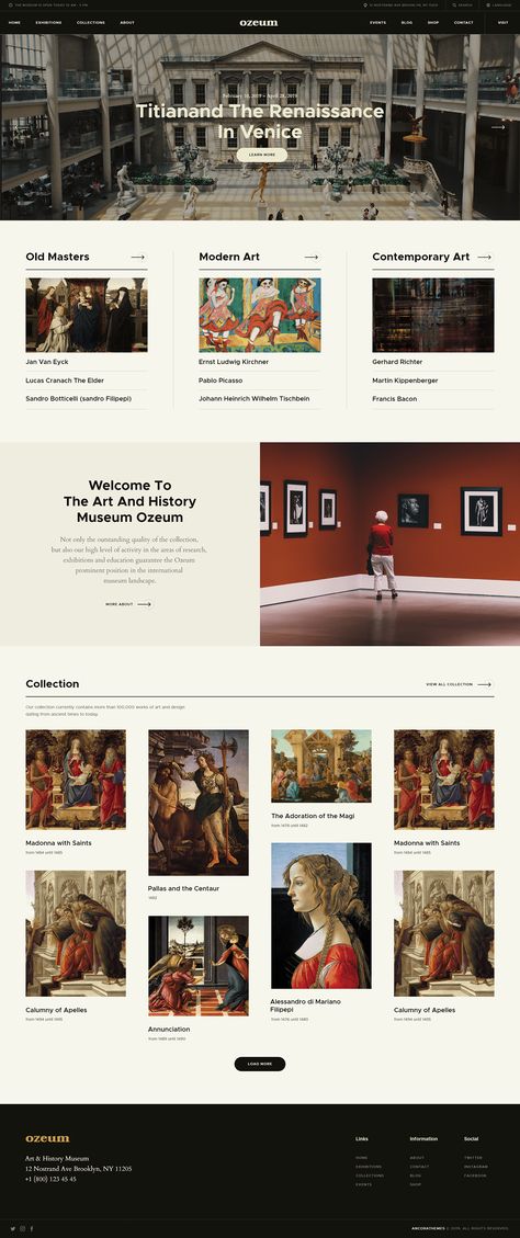 Ozeum | Art Gallery and Museum WordPress Theme on Behance Art Selling Website Design, Gallery Website Design Web Layout, Cultural Website Design, Online Gallery Website, Museum Website Design Inspiration, Website Gallery Design Layout, Website Gallery Layout, Web Gallery Design, Art Gallery Website Design Inspiration