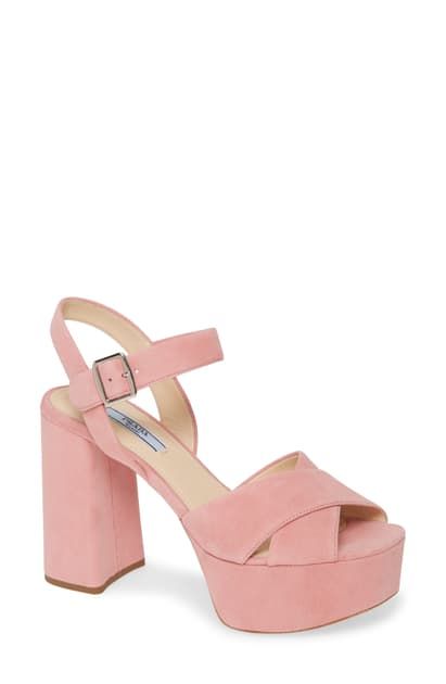 Pink Block Heels, Nude Heeled Sandals, Sandals Chunky, Trending Sandals, Disco Balls, Nude Heels, Pink Suede, Prada Shoes, Walker Boots