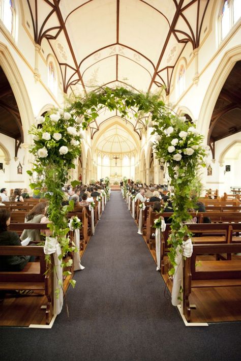 Beautiful And Breathtaking Church Wedding Decorations ❤ See more: http://www.weddingforward.com/church-wedding-decorations/ #weddings #WeddingIdeasGreen Wedding Church Aisle, Church Aisle, Wedding Church Decor, Church Wedding Ceremony, Church Wedding Decorations, Church Flowers, Australia Wedding, Church Ceremony, Aisle Decor