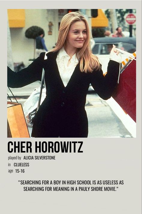 Clueless Poster, Clueless Characters, Clueless Aesthetic, Clueless Cher, How To Have Style, Cher Clueless, Clueless Fashion, Character Poster, Cher Horowitz