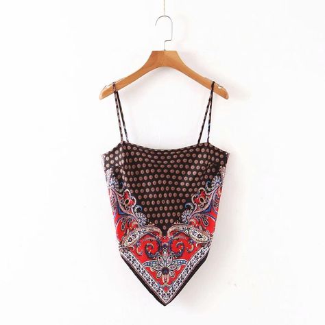 Our Silk Bandana Top is a vibrant and silky paisley crop tank featuring a beautiful tie-up in the back, spaghetti straps, and an asymmetrical cut. It's the perfect top for your night off. Available in a multitude of colors and styles. Take your t... Sling Top, Bandana Top, Top Satin, Top Bustier, Vintage Paisley, Bohemian Tops, Water Temperature, Women Vintage, Cami Tanks