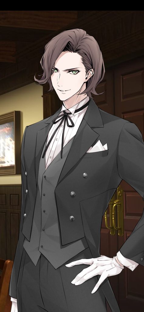 Butler Outfit, Brown Hair Men, Black Brown Hair, Anime Prince, Anime Stories, Anime Maid, Black Butler Anime, Butler Anime, Japanese Characters