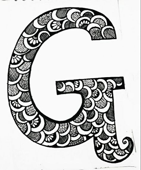 Letter G design Letter G Design, G Words, Wall Art Tutorial, G Design, Bond Paper Design, Easy Mandala Drawing, Mandela Art, Bookmark Craft, Word Art Design