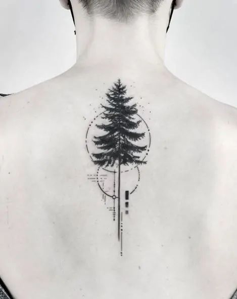 The Pine Tree Tattoo Meaning And 105 Powerful Tattoos To Compel You Single Tree Tattoo, Tree Tatoos Small, Pine Tattoo Tree, Blue Spruce Tattoo, Tree Moon Tattoo, White Pine Tree Tattoo, Tree Tattoo On Arm, Cypress Tattoo, Cypress Tree Tattoo