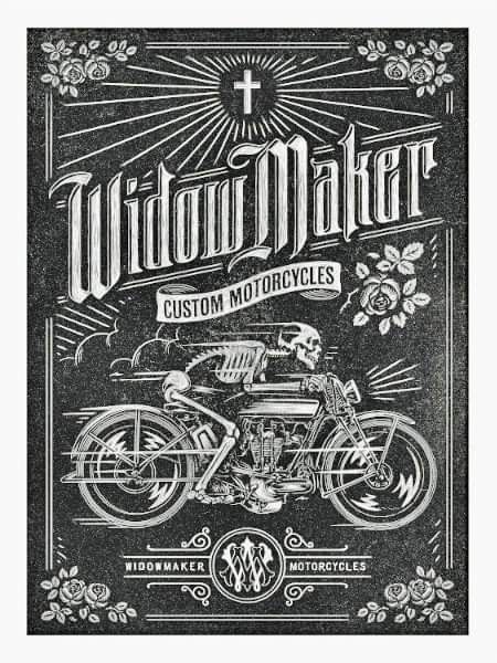 Retro Typography Design, Widow Maker, Motos Vintage, Motorcycle Logo, Motorcycle Culture, Motorcycle Posters, Biker Art, Retro Typography, Deco Retro