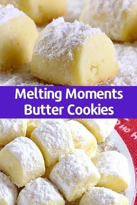 Melting Moments Butter Cookies Easy Butter Cookies, Melting Moments Cookies, Butter Cookie Recipe Easy, Cake Roll Recipes, Melting Moments, Scottish Recipes, Easy Butter, Butter Cookies Recipe, Xmas Food