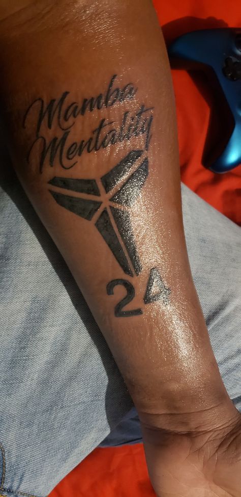 Kobe Bryant Mamba Mentality Tattoo 24 Kobe Tattoo Ideas For Men, Mamba Mentality Tattoo Design, Kobe Tattoo Black Mamba, Mamba Mentality Tattoo Ideas, Mamba Mentality Wallpaper, Kobe Tribute Tattoo, Mamba Mentality Tattoo, Kobe Tattoos Ideas, Kobe Bryant Tattoo Ideas