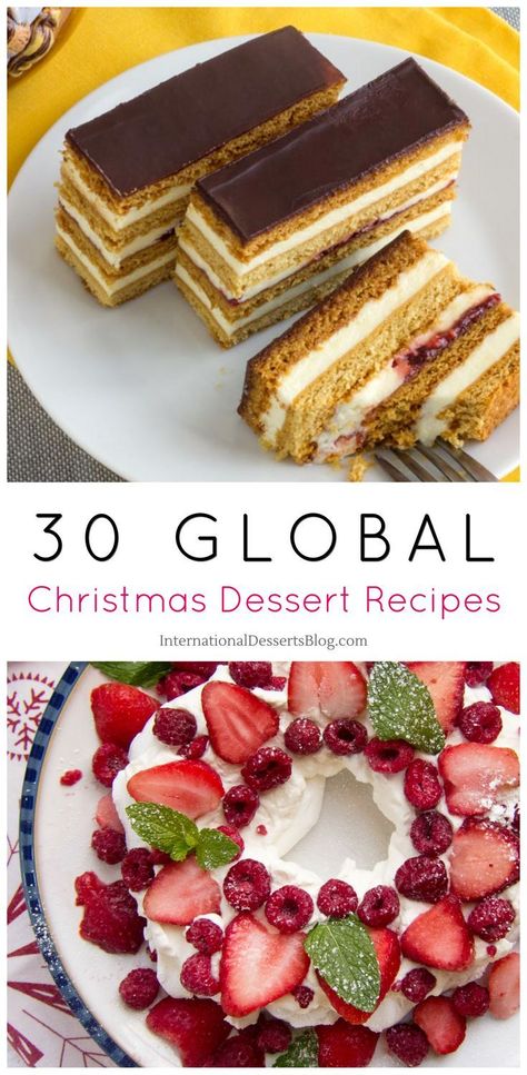 30 creative, easy, and impressive Christmas dessert ideas and recipes from around the world!     --- Cakes, pies, cookies, bread, pastry, chocolate, candy, and more! #christmas #christmascookies #christmasrecipes #christmasrecipesforkids #christmasbread Christmas Desserts Truffles, Impressive Christmas Dessert, Raffaello Dessert, Christmas Desserts Cakes, Desserts Simple, Traditional Christmas Desserts, Christmas Recipes For Kids, Maple Sweet Potatoes, Christmas Dessert Recipes