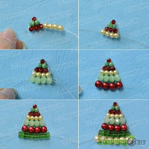 Bead Christmas Tree, Christmas Tree Jewelry, Box Noel, Jewelry With Beads, Beaded Christmas Tree, Christmas Jewelry Diy, Bead Ornaments, Holiday Beading, Tree Jewelry