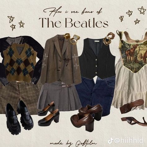 The Beatles Aesthetic Outfits, Outfits Inspired By The Beatles, Beatles Aesthetic Outfit, The Beatles Outfit Ideas, The Beatles Outfit, Beatles Outfit, Academia Aesthetic Outfit, Fits Aesthetic, Casual Outfit Inspiration