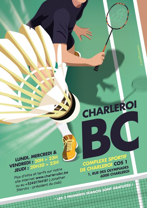 Illustrated Flyer Design, Logo Poster Design Ideas, Badminton Posters Design Ideas, Sports Poster Graphic Design, Sporty Poster Design, Sport Poster Illustration, Sports Posters Design, Best Poster Design Creative, Badminton Infographic