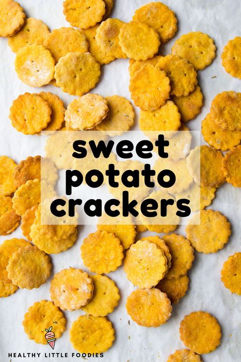 Veggie Crackers Homemade, Sweet Potato Tots For Baby, Sweet Potato Recipes Toddler, Sweet Potato Recipes For Kids, Sweet Potato Recipes For Babies, Blw Sweet Potato Recipes, Toddler Sweet Potato Recipes, Sweet Potato Toddler Recipes, Potato Recipe For Toddler