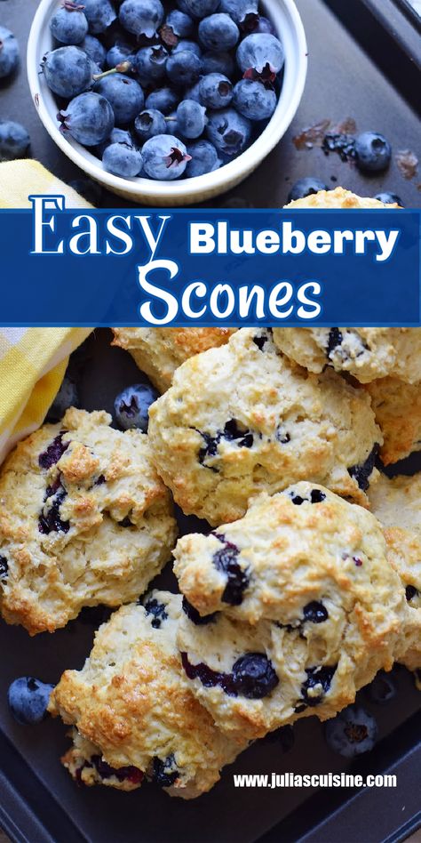 Easy Blueberry Scones Scones Recipe No Heavy Cream, Sweet Tea Biscuits, Blueberry Scones With Sour Cream, Moist Blueberry Scones, Easy Drop Scones Recipe, Basic Scones Recipe Easy, Homemade Scones Recipes, Blueberry Scones With Frozen Blueberries, Easy Blueberry Scones Recipe