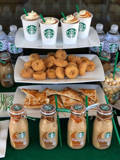 Starbucks Birthday Party Ideas, Kawa Starbucks, Starbucks Birthday Party, Starbucks Party, Balzam Na Pery, Starbucks Birthday, Bebidas Do Starbucks, Coffee Party, Breakfast Party