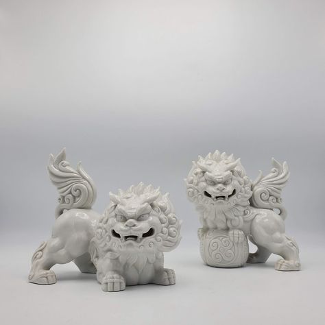 Chinese Lion Statue Drawing, Chinese Lion Tattoo Foo Dog, Komainu Statue, Foo Dog Art, Chinese Lion Statue, Japanese Foo Dog, Chinese Foo Dog, Chinese Statue, Puppy Room