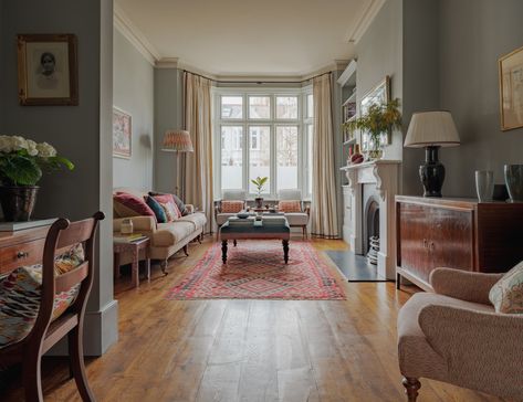 SHEPHERD'S BUSH HOUSE — Anna Haines Design Victorian Lounge, Bush House, London Interior Design, London Interior, Open Plan Living Room, Red Brick House, Living Room Color Schemes, Design Practice, Georgian Homes