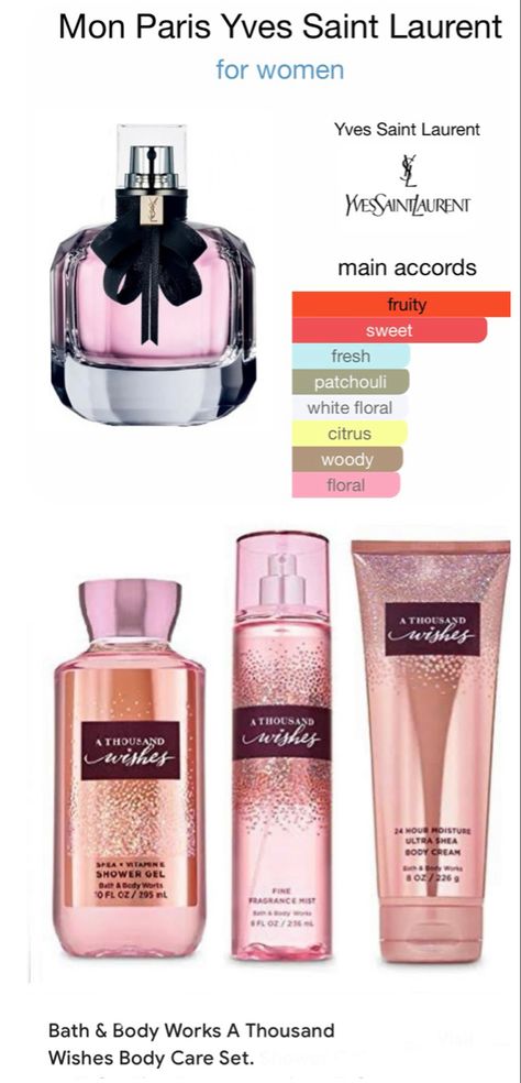 A Thousand Wishes Scent Combo, Perfume Layering With Bath And Body Works, A Thousand Wishes Perfume Layering, Bath And Body Works Perfume Pairing, A Thousand Wishes Bath And Body Works, Bath And Body Works Layering Combos, A Thousand Wishes Perfume, Thousand Wishes Perfume, Bath And Body Works Aesthetic