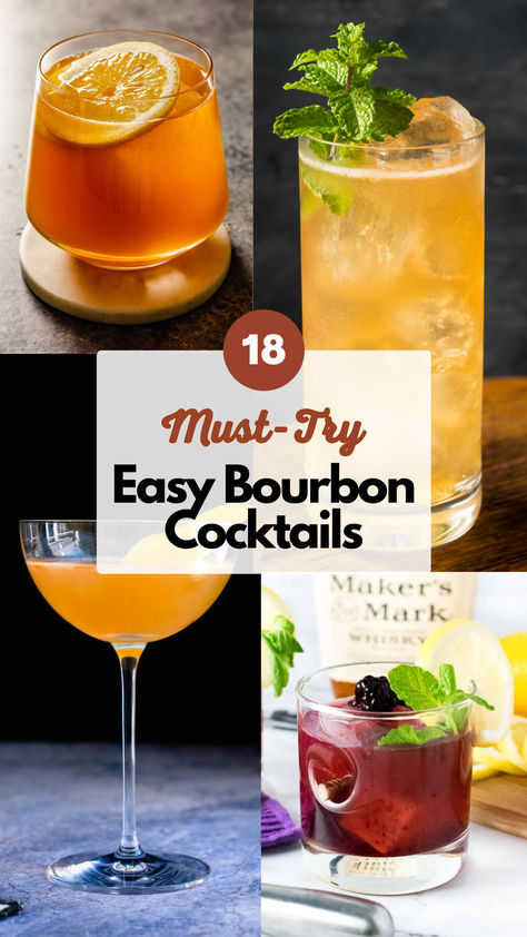 Easy Bourbon Cocktails Nightmare On Bourbon Street Cocktail, Bourbon Large Batch Drinks, Whiskey Drinks For Women, Bourbon Based Cocktails, What To Mix With Bourbon, Bourbon And Pineapple Cocktail, Old Forester Bourbon Cocktails, Easy Whisky Cocktails, Drinks Made With Bourbon