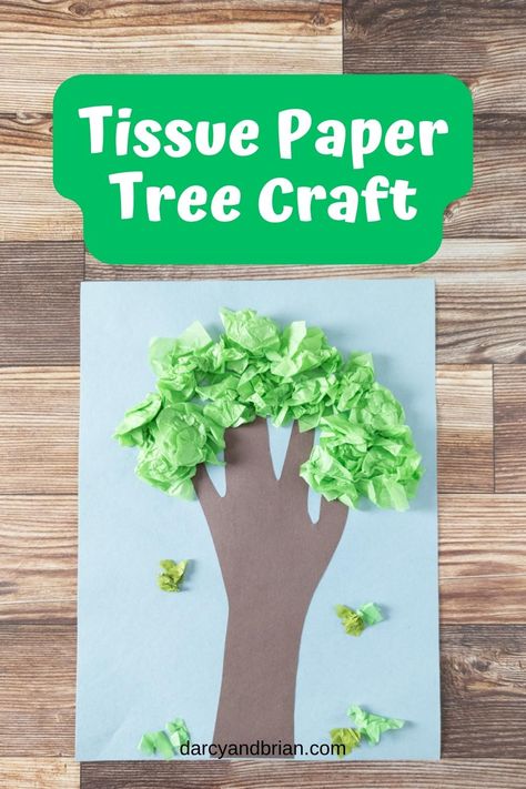 Tissue Paper Tree, Tissue Paper Crafts For Kids, Paper Tree Craft, Tissue Paper Trees, Art Centers, Recycled Paper Crafts, Tissue Paper Crafts, Kindergarten Art Projects, Paper Party Decorations