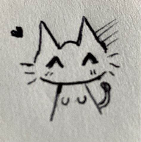 Cute Cats Drawing Doodles Art, Doodle Drawings Cat, Silly Cat Doodle Pfp, Y2k Doodles Cat, Lil Cat Drawing, Cat Doodle Art Ideas, Lil Cat Doodles, Goofy Doodles Cat, Easy Cats To Draw