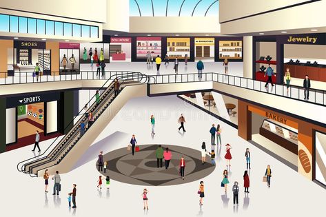 Shopping mall. A vector illustration of scene inside shopping mall #Sponsored , #paid, #AFFILIATE, #mall, #shopping, #scene, #Shopping Shopping Mall Interior, Inside Shop, Illustration Simple, Mall Design, Price Plan, Shopping Places, Shopping Malls, Music Files, Banner Printing