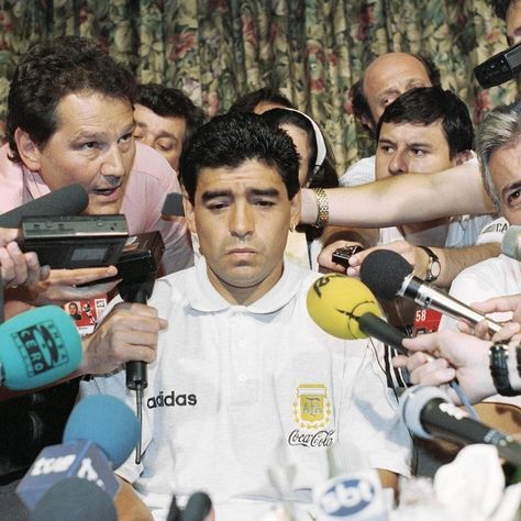 diego Maradona after his failed substance test at the world cup usa (1994) diego tested positive for five banned substances and was disqualified from the tournament. what was intended to be a final farewell to one of the all time greats was overshadowed by controversy. - - - #diegomaradona #argentina #worldcup #football #explore #community #flawdforge Vintage Soccer Photos, Vintage Football Poster, Football Pfp, Aesthetic Rap, Football Heritage, Soccer Posters, Soccer Photography, Vintage Soccer, Vintage Football Shirts