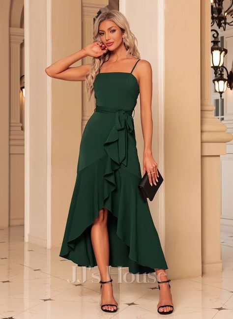 JJ's House Fashionable Dresses (300959) | JJ's House Quince Guest Outfit Dresses, Elegant Dresses For Wedding Guest, Simple Party Dress, Dark Green Bridesmaid Dress, Asymmetrical Dresses, Asymmetrical Maxi Dress, Cocktail Dress Wedding Guest, Green Wedding Dresses, Formal Wedding Guest Dress