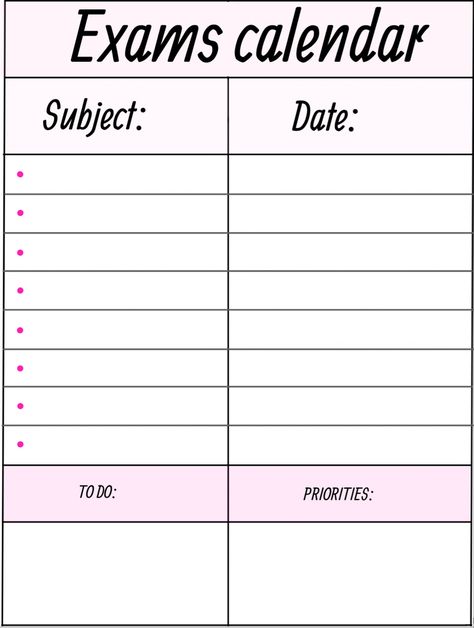 Exam Schedule Templates Aesthetic, Aesthetic Study Timetable Ideas, Exam Datesheet Aesthetic, Exam Timetable Template, Exam Study Planner Printable Free, Aesthetic Study Planner Template, Exam Schedule Template, Exams Schedule, Mom Planner Printables Free