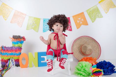 DIY Nacho Libre costume. Nacho Libre themed first birthday. Baby Nacho Libre Costume, Nacho Libre 1st Birthday, Nacho Libre Birthday Party Ideas, Diy Nacho Libre Costume, Nacho Libre Birthday Party, Nacho Libre Party, Nacho Libre Costume, Lucha Libre Party, Pup Birthday