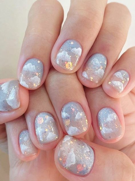 Short Nails Normal Polish, Extra Short Nail Designs, Cute Korean Nails, Normal Nails, Nailinspo Nailart, Manicured Nails, Latest Nail Designs, Chrome Nail Art, Korean Nail Art