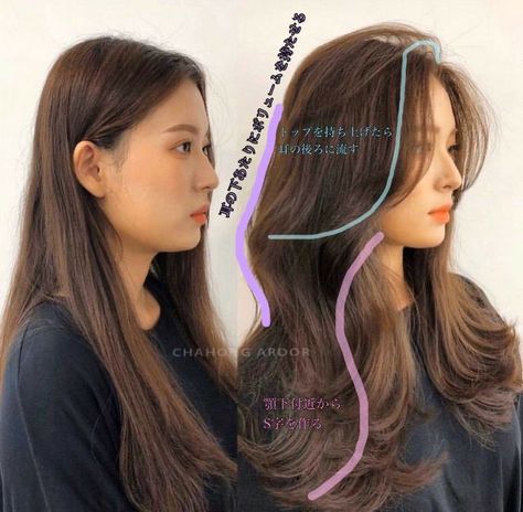 Korean Long Hair, Korean Hair Color, Bangs Straight, Haircut Men, Hair Color Streaks, Haircut Curly, Hair Streaks, Long Wolfcut Haircut, Wolfcut Haircut