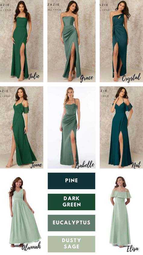 Open to suggestions and other styles! Just would want to stick to this color scheme and fabrics. Links below of each dress: DARK GREEN Chiffon: https://bit.ly/3H79yEN DARK GREEN Chiffon: https://bit.ly/3N4pJ9y EUCALYPTUS Satin: https://bit.ly/3Ha8Pmm EUCALYPTUS Satin: https://bit.ly/3LpDleq PINE Chiffon: https://bit.ly/40zMSUH PINE Satin: https://bit.ly/43XUnrw Ash Green Bridesmaid Dresses, Green Shades Dress, Emerald And Sage Green Bridesmaid Dresses, Shades Of Dark Green Bridesmaid Dresses, Dark Green Bridesmaid Dresses Satin, Bridesmaid Eucalyptus Dress, Green Color Palette Bridesmaid Dresses, Bridesmaid Dark Green Dresses, Eucalyptus Wedding Dress