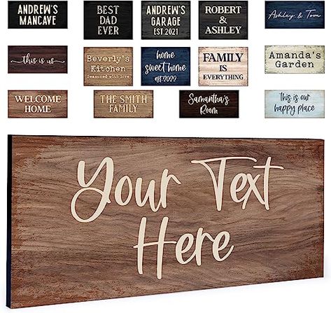 Personalized Signs for Home, Custom Sign with Any Text, 3 Sizes - 12 Background Options & 8 Fonts - Customizable Sign Wooden Engraved Signs, Custom Signs For The Home, Signs For Room, Signs For The Home, Love Wooden Sign, Personalized Signs For Home, Personalized Metal Signs, Engraved Sign, Family Garden