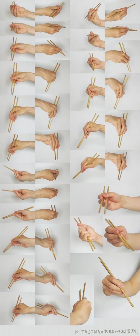 Holding Chopsticks, Hand Anatomy, Poses Dynamiques, Hand Drawing Reference, Anatomy Poses, Hand Reference, Human Reference, Hands Holding, Human Poses Reference