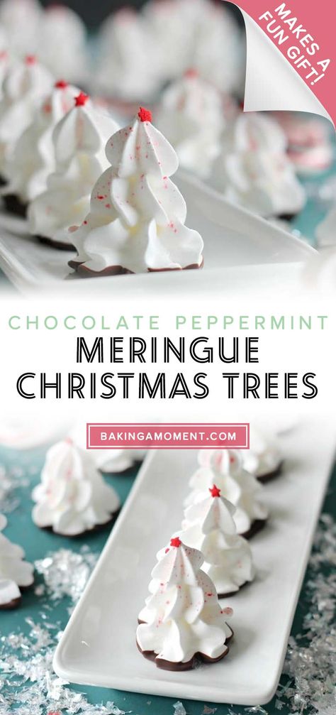 Meringue Pretzel Christmas Trees, Peppermint Meringue Kisses, Meringue Trees Christmas, Christmas Mirangue, Tree Meringue Cookies, Meringue Christmas Trees, Xmas Meringues, Christmas Tree Meringue Cookies, Christmas Meringue Pops