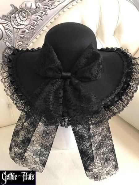 Gothic Hats – Gothic-Hats Goth Hats, Gothic Hats, Goth Hat, Elegant Goth, Diy Couples Costumes, Gothic Tops, Hat Stores, Victorian Goth, Black Lace Trim