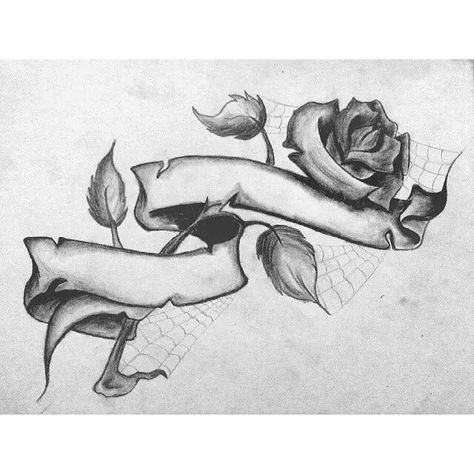 Drawing i've done with boyfriend 😁 #Rose #Scroll #Ribbon #Graphite #Pencil #Tattoo #Design #BlackAndWhite #Shading #Spiderweb Scroll Ribbon Tattoo, Roses And Scroll Tattoo, Double Banner Tattoo, Rose With Scroll Tattoo, Roses With Ribbon Tattoo, Rose And Banner Tattoo Design, Tattoo Banner Ideas, Rose With Ribbon Tattoo, Scroll Tattoos For Women