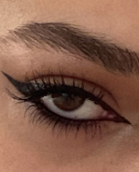 Brown Cat Eyeliner, Dark Feline Makeup, Eye Pencil Aesthetic, Bedroom Eyes Aesthetic, Eye Makeup For Sleepy Eyes, Sleepy Eyes Makeup Look, Under Eye Cat Eye Makeup, Eyeliner Sleepy Eyes, Winged Eyeliner Aesthetic