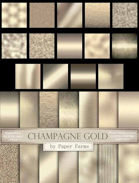 Champagne gold textures Champagne Gold Decor, Gold Color Aesthetic, Gradient Photoshop, Gold Signage, Champagne Color Palette, Champagne Gold Color, Gold Leafing, Monochromatic Color Palette, Bedroom Colour Palette