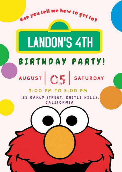 Sesame Street Birthday Elmo Invitations, Elmo Birthday Invitations, Sesame Street Birthday Invitations, Elmo Birthday, Sesame Street Birthday, First Birthday Invitations, 4th Birthday Parties, Boy Birthday Parties, Boy Party