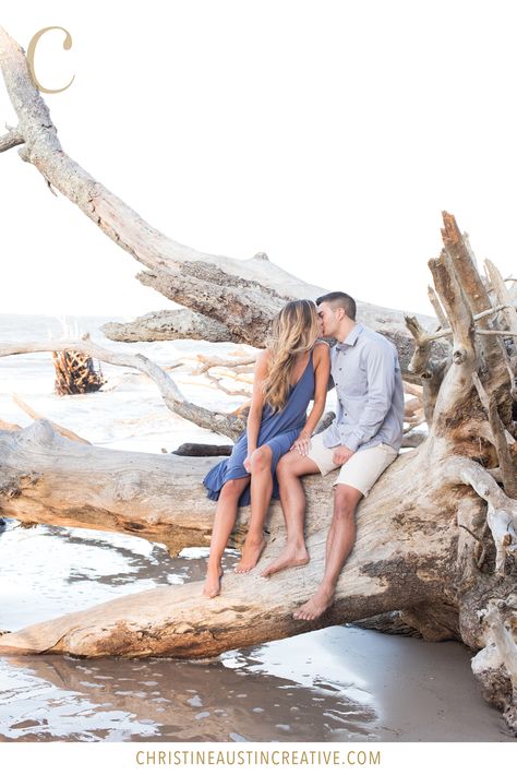 Beach Engagement Session at Big Talbot Island - Jacksonville, FL #weddingphotograher #engagementphotos #jacksonvillephotographer #beachphotos #beachengagementphotos #bigtalbotisland #fiance #beach #driftwood Couples Photoshoot Florida, Beach Boardwalk Engagement Photos, Clearwater Beach Engagement Photos, Driftwood Beach Engagement Photos, Laguna Beach Engagement Shoot, Engagement Shots, Engagement Inspo, Beach Shoot, Beach Engagement Photos