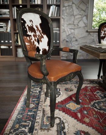 Western Dining Room, Cowhide Furniture, African Furniture, Unique Styling, Upholstery Diy, Leather Side Chair, Chair Makeover, Accent Arm Chairs, Upholstered Side Chair