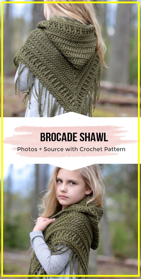 crochet The Brocade Shawl free pattern - easy crochet Shawl pattern via @shareapattern.com Easy Crochet Shawl Pattern, Beginner Haken, Easy Crochet Shawl, Shawl Free Pattern, Crochet Shawl Free, Crochet Shawl Pattern, Brocade Pattern, Poncho Crochet, Crochet Shawl Pattern Free