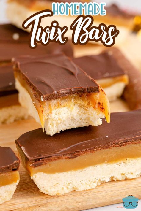 Twix Recipe, Gluten Free Twix, Homemade Twix Bars, Homemade Candy Bars, Candy Bar Recipe, Twix Bars, Twix Bar, Country Cook, The Country Cook